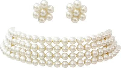 Anahat collection Alloy Gold-plated White Jewellery Set(Pack of 1)