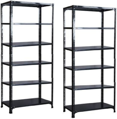 Spacious Slotted Angle Rack CRC Sheet 6 Shelves,12”x36”x72” (in inch),Iron Wall Shelf (DA Grey)(SET OF 2) Luggage Rack