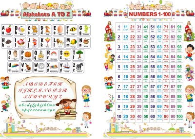 ABC Alphabet & Numbers 1-10 Visual Learning Poster Chart, My First Early Learning 10 Charts for Children: Learn with Paw Pups (Alphabet, Numbers) Paper Print(12 inch X 18 inch)