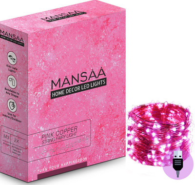 MANSAA 50 LEDs 5 m Pink Steady String Rice Lights(Pack of 1)