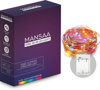 MANSAA 30 LEDs 3.05 m Multicolor Steady String Rice Lights(Pack of 1)