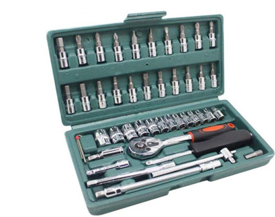 FosCadit 46 in 1 Pcs Tool Kit & Screwdriver and Socket Set Mechanical Repairing Tool Kit Socket Set(Pack of 1)