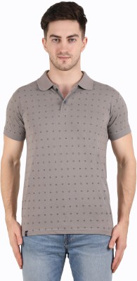 PROMOUNT Printed Men Polo Neck Beige T-Shirt