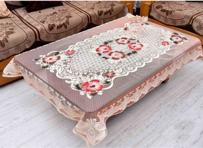 DELHI PVC CORP Self Design 4 Seater Table Cover(BEIGE::BROWN, Polyester)