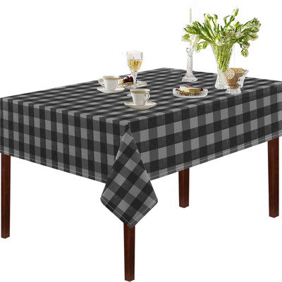 OASIS Checkered 2 Seater Table Cover(Grey, Cotton)