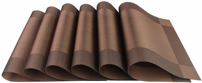 Bhaguji Rectangular Pack of 6 Table Placemat(Brown, PVC)