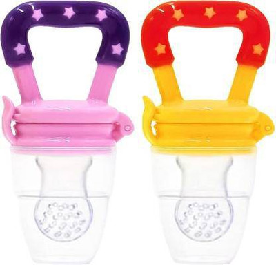 smilykid Baby fruit Feeder/BPA Free/Food Feeder/Silicone Food Nibbler/ Feeder (Multiple) Teether and Feeder(Pink & Yellow)