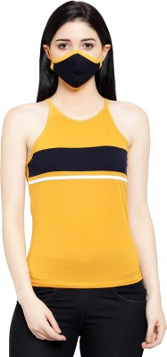 LE BOURGEOIS Casual Sleeveless Color Block Women Multicolor Top
