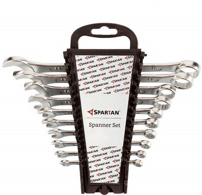 Spartan SPA_SPANpk10 Carbon Steel Combination Spanner (Silver, Set of 10) Double Sided Combination Wrench(Pack of 1)