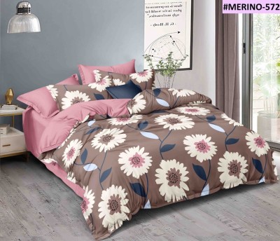 SOMYA GEMS 290 TC Microfiber Double Floral Flat Bedsheet(Pack of 1, Brown)