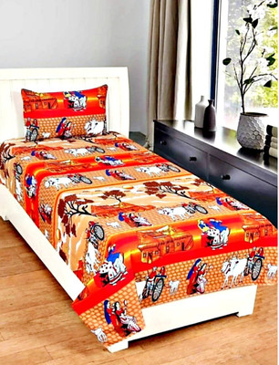 OneFace 144 TC Polycotton Single Printed Flat Bedsheet(Pack of 1, Multicolor)
