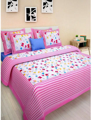 UNIVERSAL TRADER 150 TC Cotton Double Printed Flat Bedsheet(Pack of 1, Multicolor)