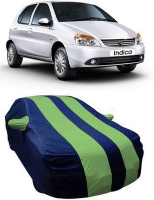 TWONE Car Cover For Tata Indica V2 (With Mirror Pockets)(Blue, Green)