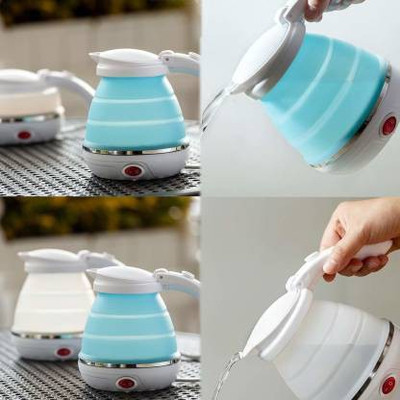 Insasta Silicone Kettle Multi Cooker Electric Kettle(1 L, White, SKY BLUE)