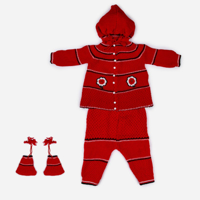Fit N Funky Baby Boys & Baby Girls Casual Sweater Pyjama, Socks(MAROON2)