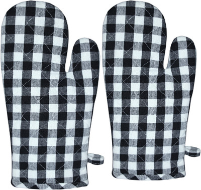 Raksha Black Cotton Kitchen Linen Set(Pack of 2)