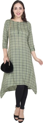 DHAGA SUI Women Printed Trail Cut Kurta(Green)