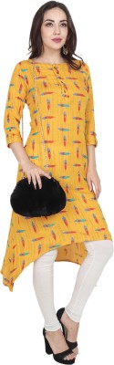 DHAGA SUI Women Printed Trail Cut Kurta(Yellow)