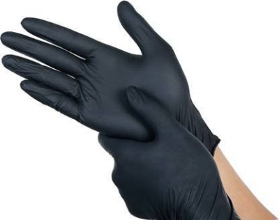 Mercon Disposable Large Black Nitrile Examination Gloves (Pack of 70) Nitrile Surgical Gloves(Pack of 70)