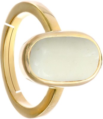 CHIRAG GEMS Unheated White Coral (Munga) Adjustable Ring Stone Original Certified Natural Gemstone For Astrological Purpose Metal Coral Gold Plated Ring