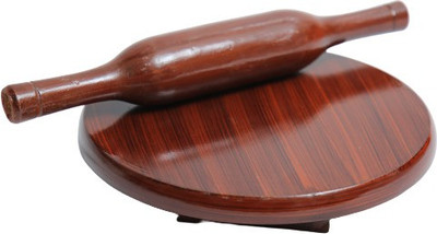SHT Wooden Chakla Belan Rolling Pin and Board Set(Brown) Rolling Pin & Board(Brown, Pack of 2)