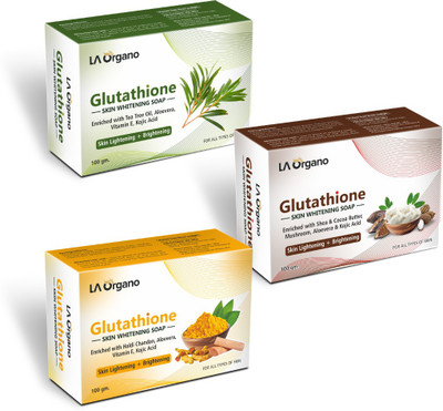 LA Organo Glutathione Soap - Tea Tree Soap + Shea Cocoa Butter Soap + Haldi Chandan Soap (Pack of 3)(3 x 100 g)