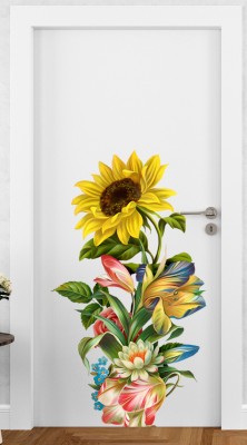 DivineDesigns 48 cm Sunflowers Self Adhesive Sticker(Pack of 1)