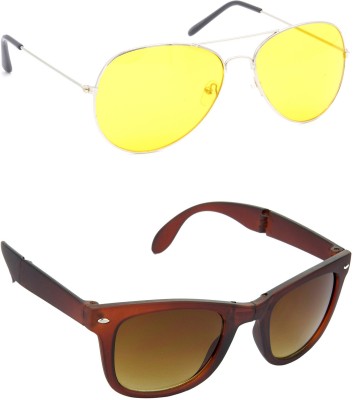 Redleaf Aviator Sunglasses(For Men & Women, Yellow, Brown)