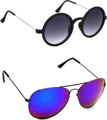 Redleaf Round Sunglasses(For Men & Women, Grey, Blue)