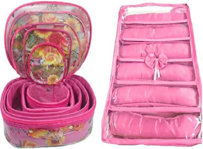 AA COLLECTION COMBO UNIQUE DESIGN MULTIPURPOSE VANITY AND STORAGE BOX 2 DIFFERENT TYPES Makeup, Jewellery Vanity Box(BABY PINK)