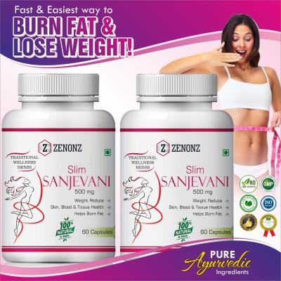 zenonz Slim sanjevani Suppliment for extra body fat burner herbal capsules(2 x 60 No)