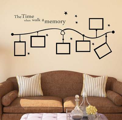 WALLDECORS 81.28 cm THE TIME WHEN WALK A MEMORY QUOTE WITH PHOTO FRAME TREE STICKER Self Adhesive Sticker(Pack of 1)