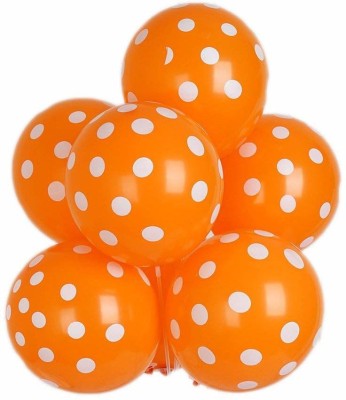 Hippity Hop Printed Balloons For Birthday Polka Dot Spotty Multicolor Toy Balloon For Party Decoration Perfect For Any Kind Of Decorations And Celebration (Pack Of 10) Orange Colour Balloon(Orange, Pack of 10)