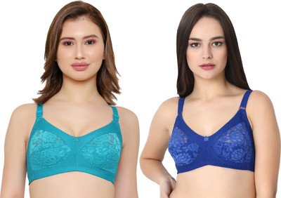 KYODO Women Full Coverage Non Padded Bra(Green, Blue)