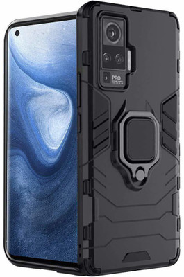 Maple Leaf creation Bumper Case for Maple Leaf Creation Tough Armor| Ring Holder & Kickstand in-Built for Vivo X50 Pro Black(Black, Ring Case)