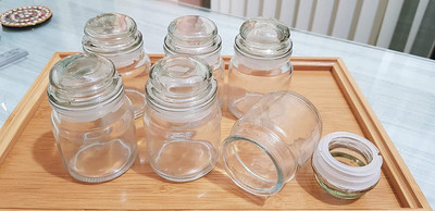 GLASSJAR Glass Cereal Dispenser  - 100 ml(Pack of 6, Clear)