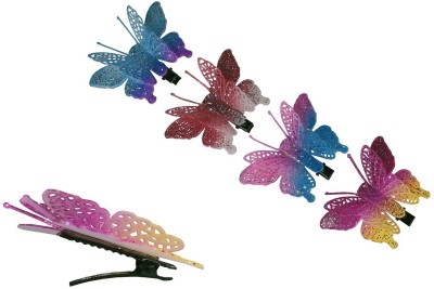 Uniqon (Set Of 5 Pcs) Premium Quality Butterfly Shape Multicolor Pattern Design Shining Trending Fashionable Lightweight Plastic Material Hair Claw/Clutcher Clip/Stylish Pins Hair Accessories Set For Women's & Girl's Hair Pin(Multicolor)