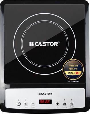 CASTOR 2000W Induction Cooktop with Auto Shut Off & Over Heat Safety Protection with Press Button Control,BIS Certified. Induction Cooktop(Black, Push Button)