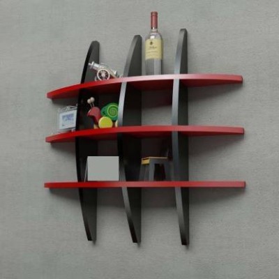 RASTWOOD tyre rack Wooden Wall Shelf(Number of Shelves - 6, Red, Black)