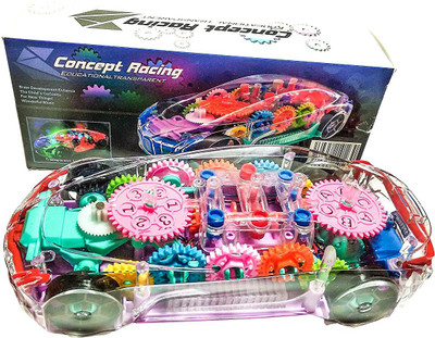 Arc & Alley Transperent Mechanical Car Toy for Kids with Gear Technology,3D Light,Musical Sound & 360 Degree Rotation(Multicolor)