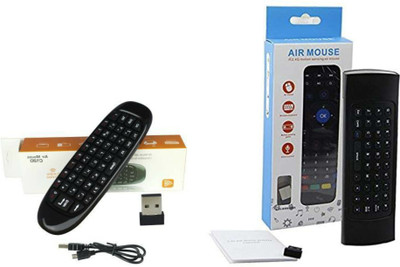 AUSHA Combo Offer Pack of 2 Wireless Smart Remote Motion Control and QWERTY Keyboard for Smart TV Android Box Mini PC Sony, Samsung, LG, Micromax, MI, Panasonic, Onida, etc Remote Controller(Black)