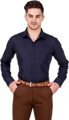 DESIGN UP Men Solid Formal Dark Blue, Blue Shirt