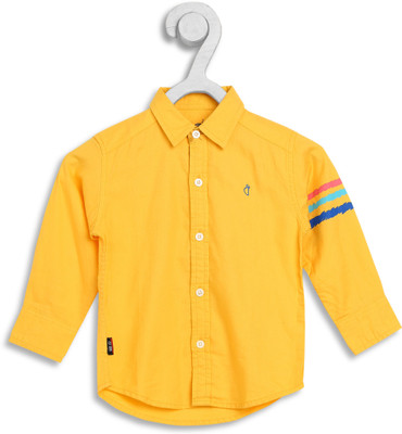 Gini Jony Boys Solid Casual Yellow Shirt