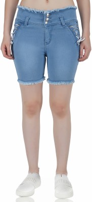 SWWAG Solid Women Denim Blue Denim Shorts