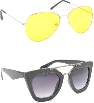 Redleaf Aviator Sunglasses(For Men & Women, Yellow, Violet)