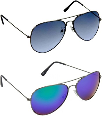 Hrinkar Aviator Sunglasses(For Men & Women, Blue)