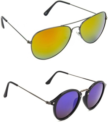 Redleaf Aviator Sunglasses(For Men & Women, Yellow, Violet)