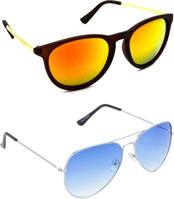 Redleaf Wayfarer Sunglasses(For Men & Women, Golden, Blue)