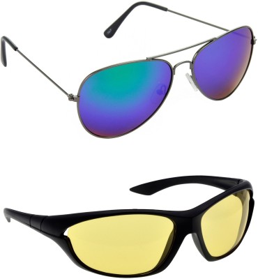 Redleaf Aviator Sunglasses(For Men & Women, Blue, Yellow)