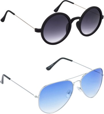 Redleaf Round Sunglasses(For Men & Women, Grey, Blue)